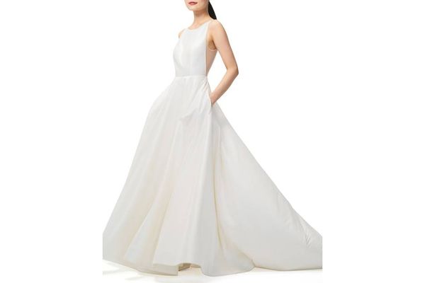 JENNY YOO Ashton Plunge Back A-Line Gown