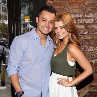MLB player Nick Swisher and actress JoAnna Garcia attend the Yankees Unite for Tornado Relief benefit at Southern Hospitality on August 22, 2011 in New York City.