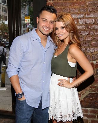 MLB player Nick Swisher and actress JoAnna Garcia attend the Yankees Unite for Tornado Relief benefit at Southern Hospitality on August 22, 2011 in New York City.