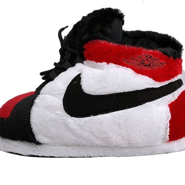 SoleSlip Sneaker Slippers - AJ1 - White Red - PLUSH SLIPPERS