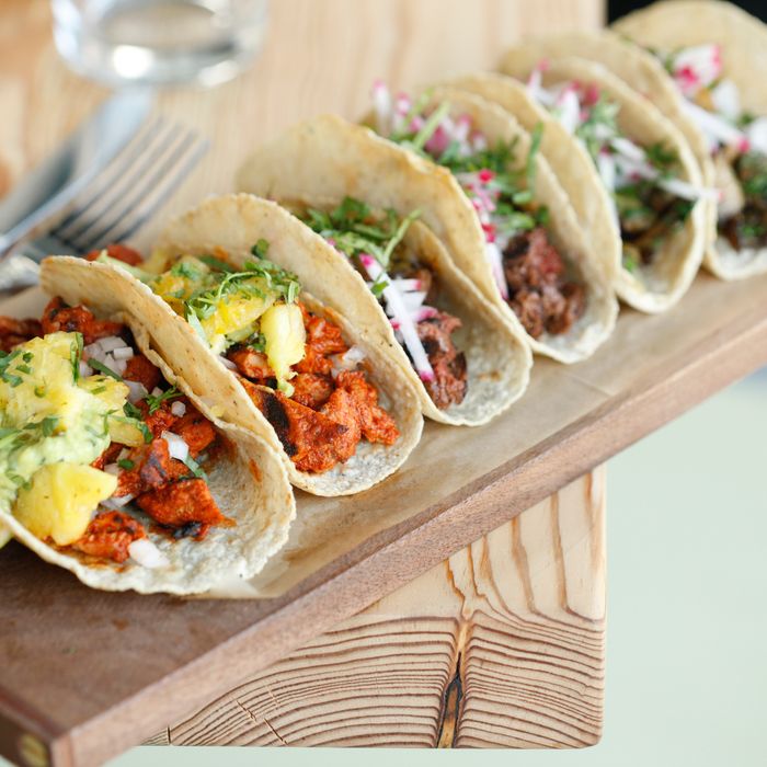 Al pastor tacos, front and center.