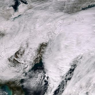 In this handout provided by the National Oceanic and Atmospheric Administration (NOAA) from the Suomi NPP satellite, a major winter storm covers the Atlantic region bringing snow to the Northeast of the U.S. pictured at 18:25 UTC on January 26, 2015. 