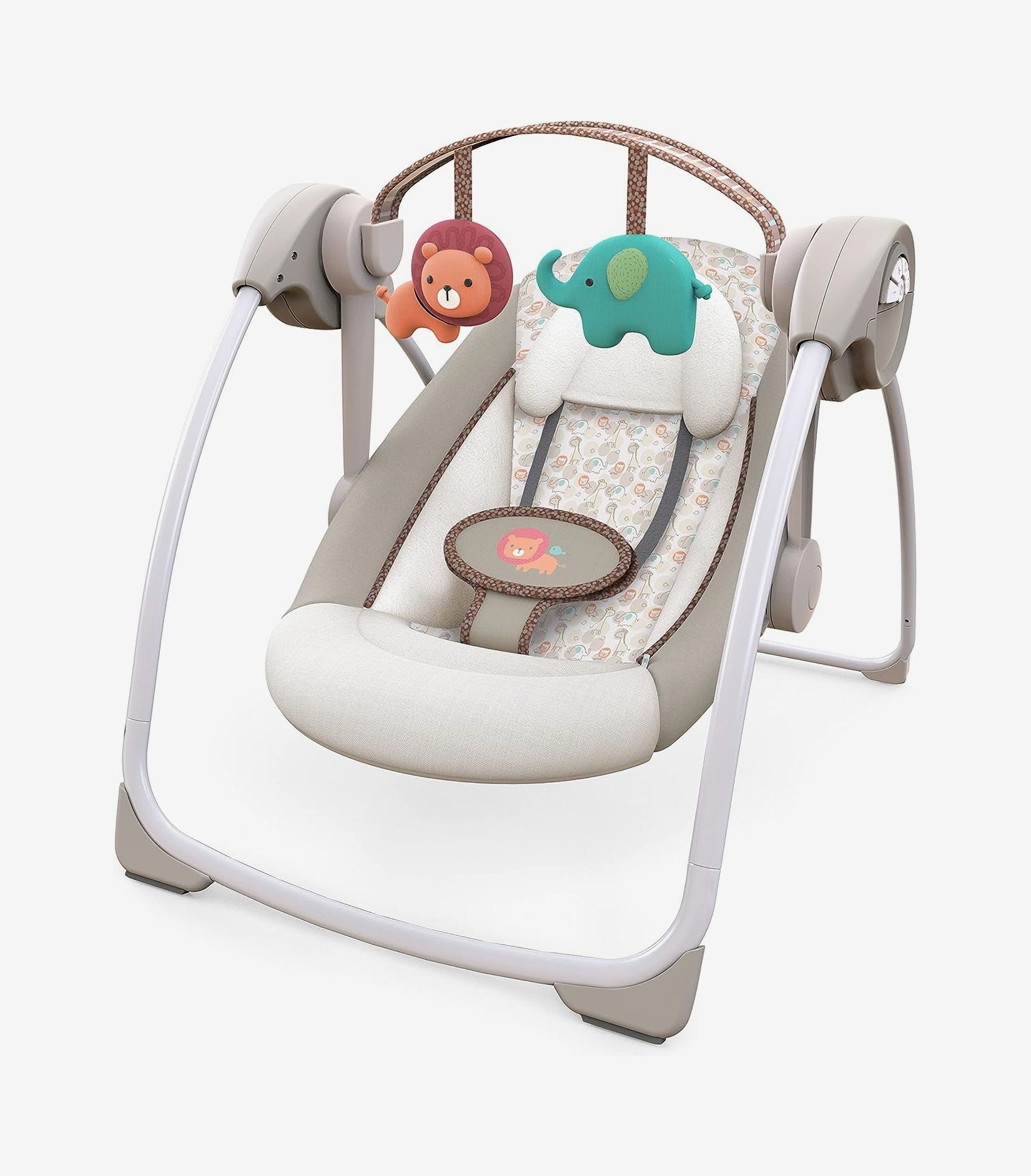 INFANS 2 in 1 Baby Swing and Bouncer, Portable Newborn Rocker with 5 Speed  Sway, Compact Electric Baby Swing