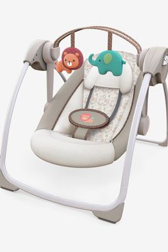 Ingenuity Soothe 'n Delight Compact Portable 6-Speed Plush Baby Swing with Music