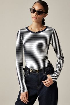 J.Crew Perfect-Fit Long-Sleeve Crewneck T-Shirt in Stripe