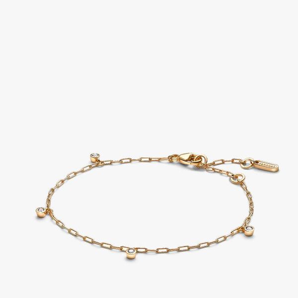 Pandora Era Bezel Lab-Grown Diamond Dangle Paperclip Chain Bracelet