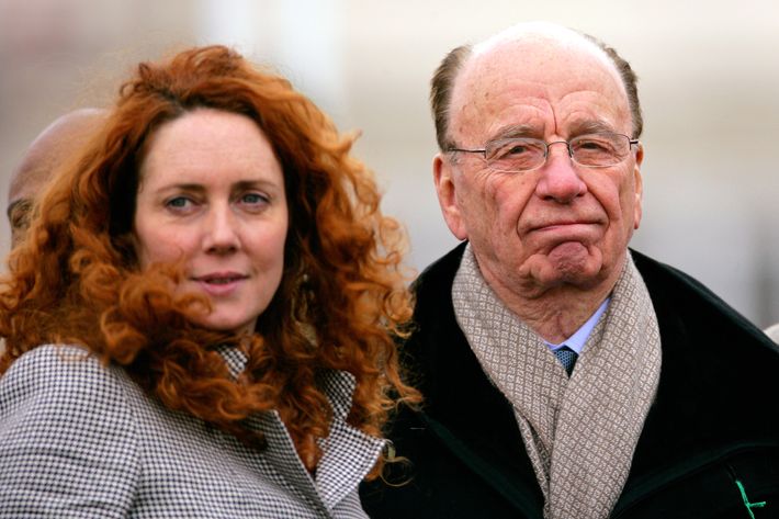 CHELTENHAM, UNITED KINGDOM - MARCH 18: (EMBARGOED FOR PUBLICATION IN UK NEWSPAPERS UNTIL 48 HOURS AFTER CREATE DATE AND TIME) Rebekah Brooks (formerly Wade) and Rupert Murdoch attend day 3 of the Cheltenham Horse Racing Festival on March 18, 2010 in Cheltenham, England. (Photo by Indigo/Getty Images)