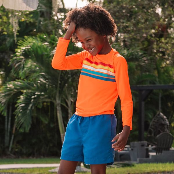 Lands’ End Boys Sunshade UPF 50 Chlorine Resistant Long Sleeve Crew Neck Rash Guard