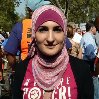Linda Sarsour, director of the Arab American Association of New York makes a short statement during the rally where Immigrants in USA support the immigration overhaul on September 6 in Brooklyn, New York, US. Demonstrators rallied across the U.S to pressure Congress as the immigration overhaul to be passed. US is hosting around 11 million immigrants with no permanent legal status.