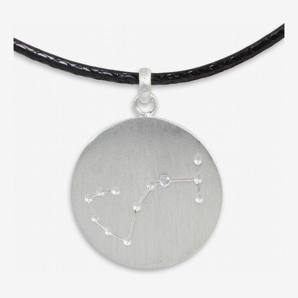 Silver Pendant Necklace of Scorpio with White Topaz Stone, 'Constellation: Scorpio'
