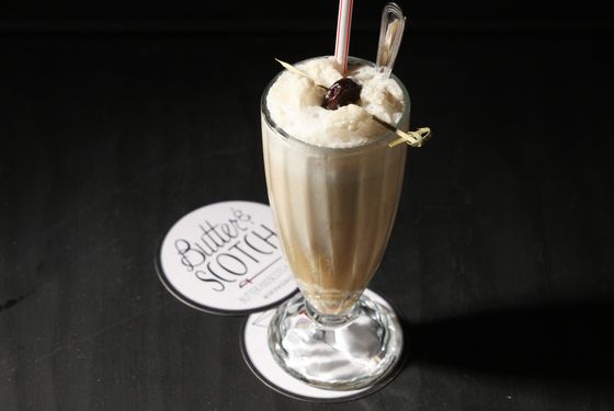 Rock & Rye Float: New York Distilling Rock & Rye, Blue Marble coffee ice cream, seltzer.