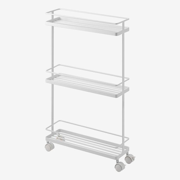 YAMAZAKI Home Tower Rolling Kitchen Storage Cart, White