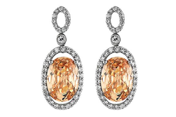 Sterling silver and platinum with peach Austrian crystals and micro-pavé crystals