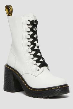 Doc Martens Chesney Leather Flared Heel Lace Up Boots