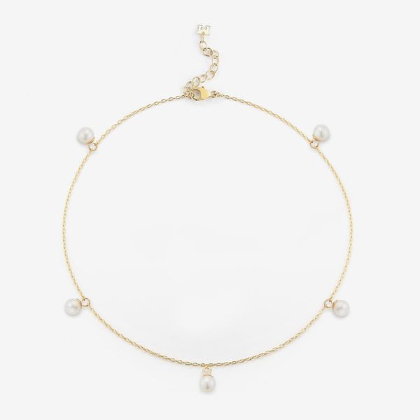 Mateo 14kt Gold 5 Point Pearl Anklet