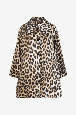 Ganni Leopard-print single-breasted coat