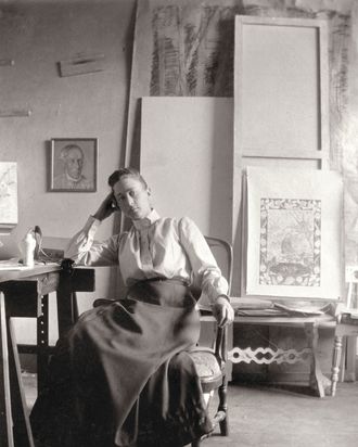 Hilma af Klint in her studio at Hamngatan, Stockholm, circa 1895.