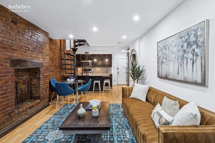 A listing photo of a one-bedroom duplex apartment on Suffolk Street
