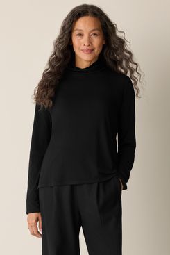 Eileen Fisher Stretch Silk Jersey Turtleneck Top