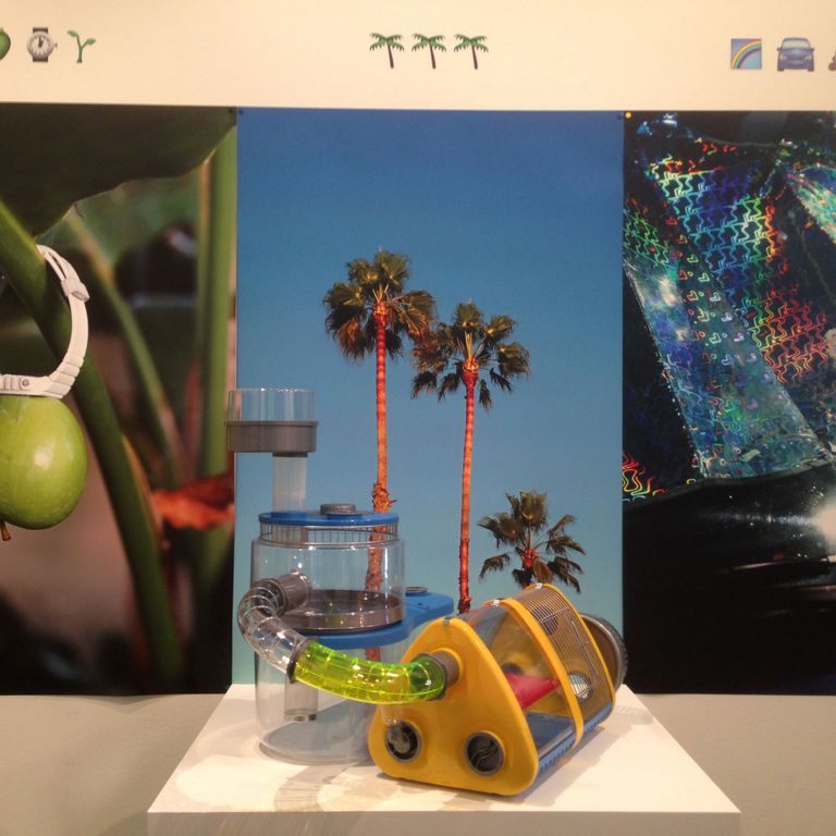 BMW, one of the fair’s sponsors, set up a booth featuring the work of French duo Elise Mazac and Robert Drowilal, better known as Mazaccio & Drowilal, at the entrance of Stage 14. This installation, titled Don’t Be Evil, is a dark send-up of Silicon Valley, complete with emoji captions and a hamster cage that represent the work culture at Google. “It was full of fun at work, but at the same time, he had no life outside the box,” Drowilal said about a friend who worked at the tech giant.