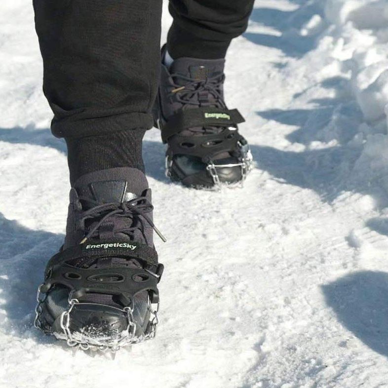 Snow Cleats for Better Balance and Grip One Pair Elastic Rubber with Steel Cleats for Climbing and Hiking Kongland Shoes Protector Walk Traction Cleats on Ice and Snow 