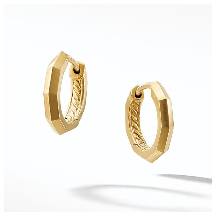 Stax Faceted Huggie Hoop Earrings in 18K Gold