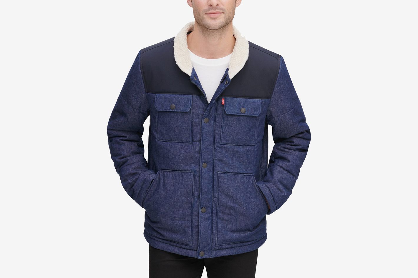 Levi's® Mens Mixed Media Varsity Jacket, Color: Navy - JCPenney