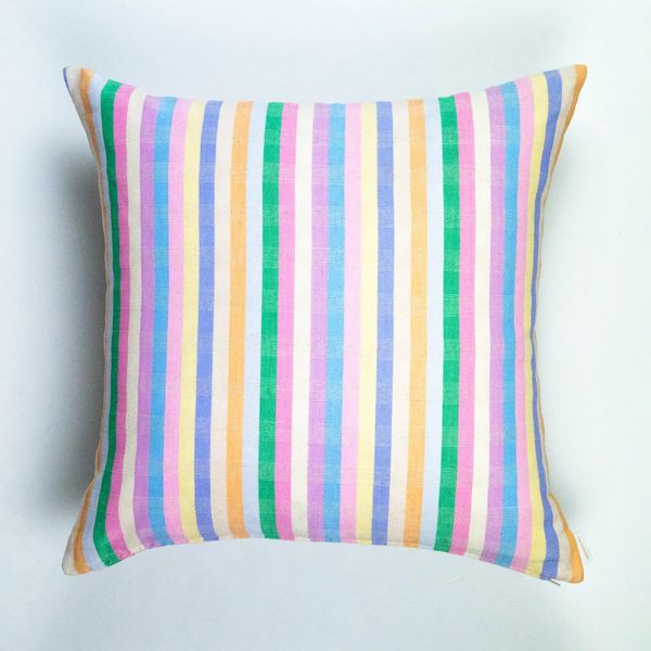 Archive New York Handwoven Classic Striped Square Cotton Throw Pillow