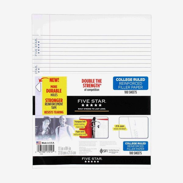 Five Star Filler Paper, College Ruled, Reinforced, Loose Leaf Paper
