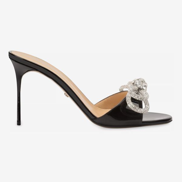 Mach &amp; Mach Crystal Bow Patent Leather Slide Sandals