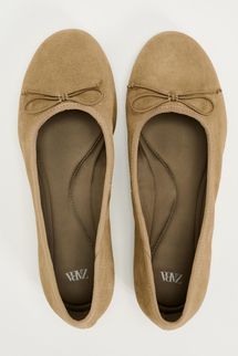 Zara Bow Suede Ballet Flats