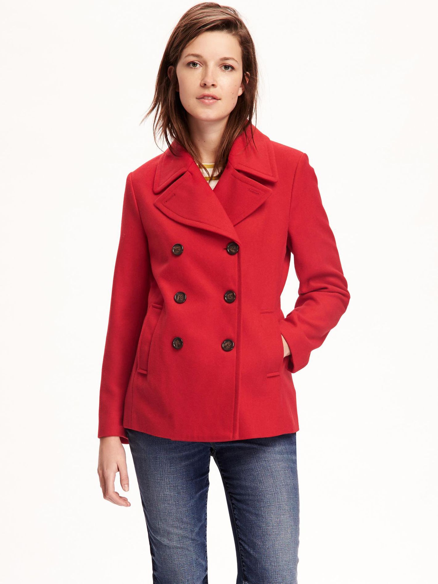 old navy red wool coat