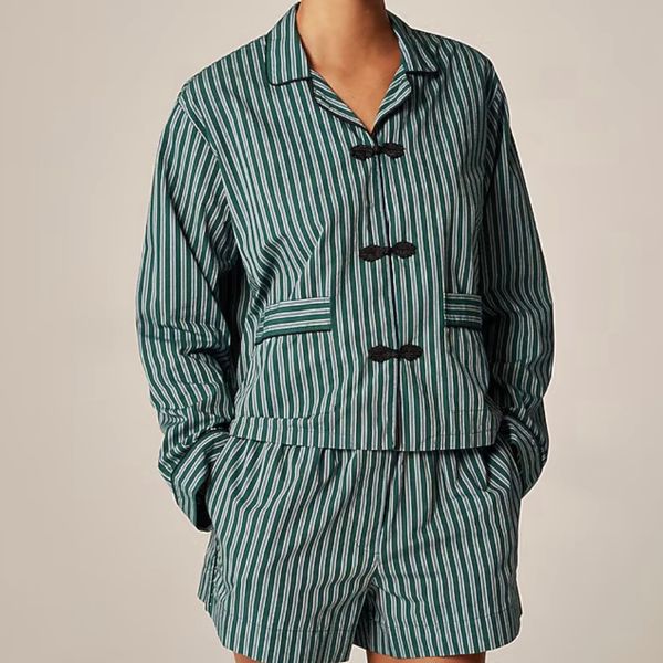 J.Crew Cotton Poplin Pajama Short Set in Stripe