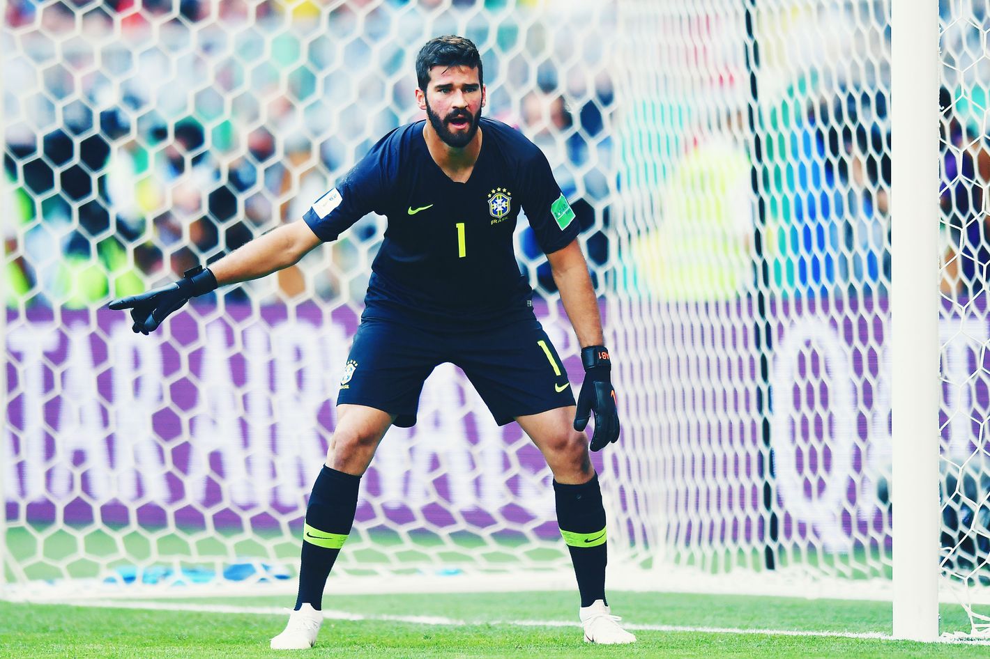 Alisson Becker of Brazil poses during the official FIFA World Cup