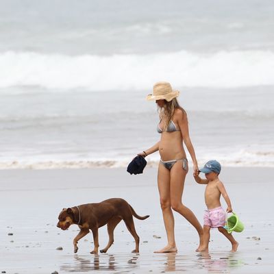 Pregnant Gisele in Costa Rica last month.