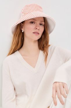 Lele Sadoughi Reversible Terry Long Brim Bucket Hat