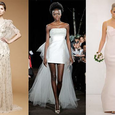From left: new bridal looks Jenny Packham, Anne Bowen, and Angel Sanchez.
