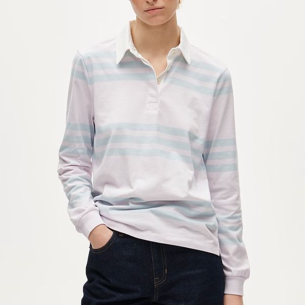 J.Crew Boyfriend Jersey Cropped Rugby Shirt in Stripe
