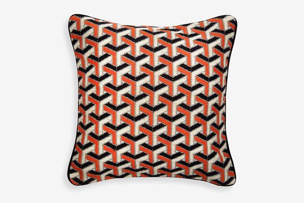 Jonathan Adler Orange 3D Bargello Maze Throw Pillow