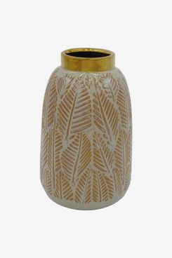 Stone & Beam Mid-Century Feather Vase, Neutral and Gold