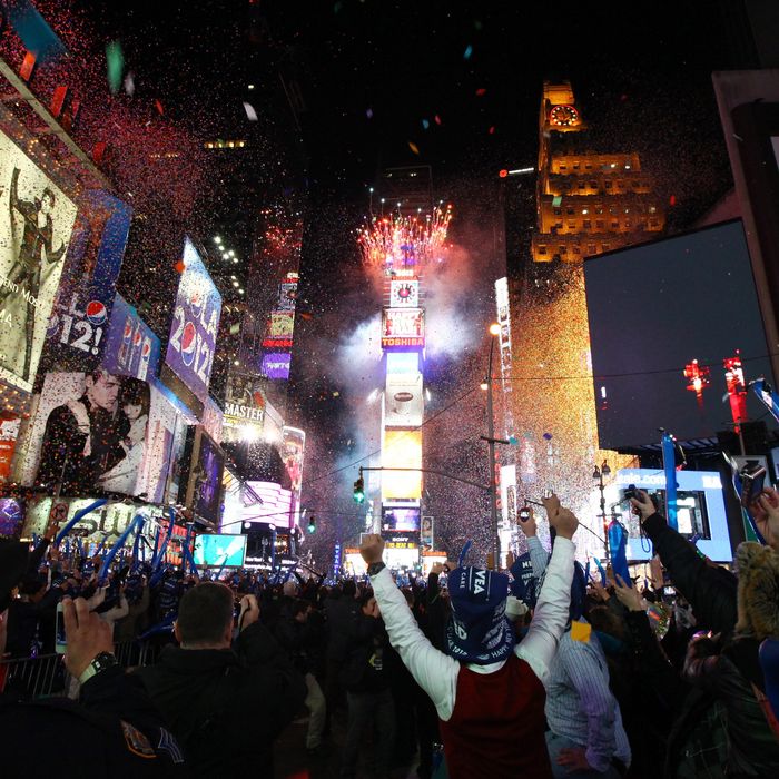 A general view of atmosphere during New Year's Eve 2012 in Times Square on December 31, 2011 in New York City.