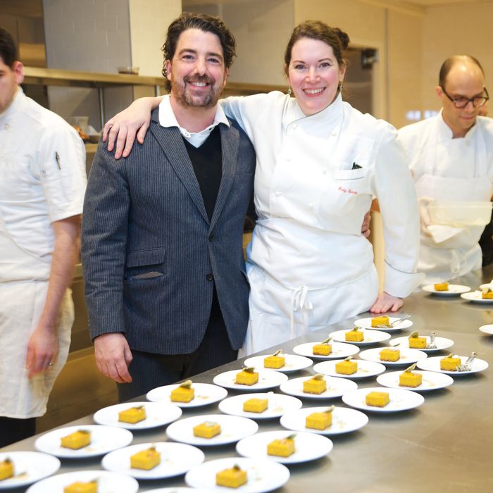Chef Katy Sparks and Tavern co-owner Jim Caiola in the kitchen.