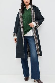 Pixie Market Reversible Plaid Trench Coat