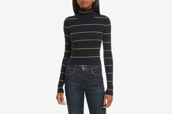 Theory striped cropped turtleneck