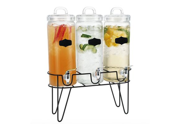 Simple Flow 3 Piece Mason Jar Glass Drink Beverage Dispenser