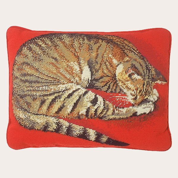 Naxos Cat Red Needlepoint Cushion