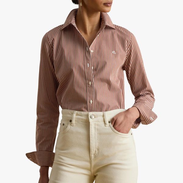 Lauren Ralph Lauren Classic Fit Stripe Cotton Broadcloth Button-Up Shirt