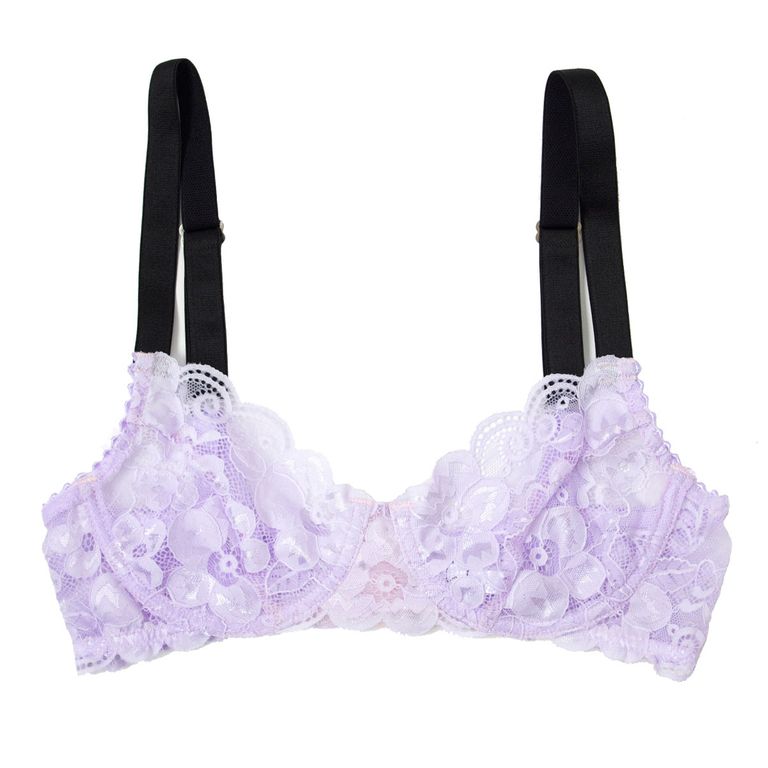  Other Stories lace triangle bralette with contrast edge in lilac