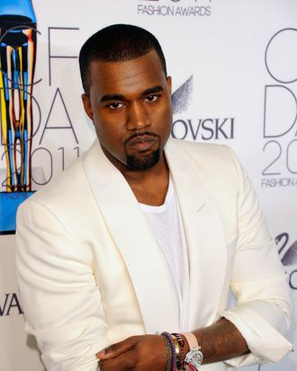 NEW YORK, NY - JUNE 06: Kanye West poses backstage at the 2011 CFDA Fashion Awards at Alice Tully Hall, Lincoln Center on June 6, 2011 in New York City. (Photo by Andrew H. Walker/Getty Images)