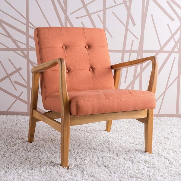 christopher knight home conrad orange fabric mid century modern club chair - strategist best fabric chair